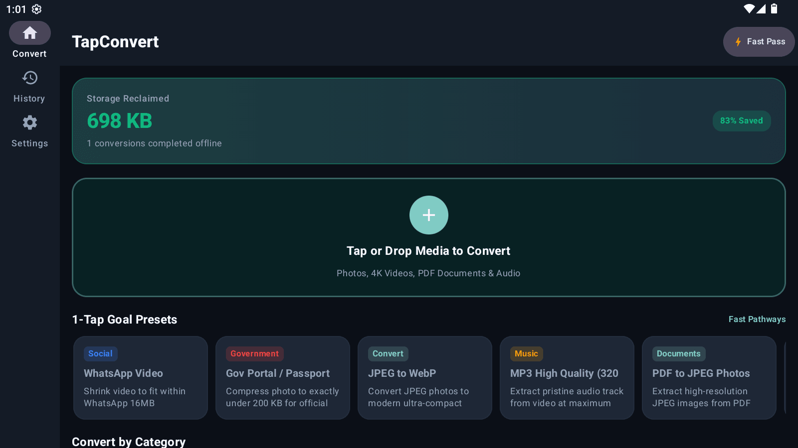 TapConvert — 100% Offline Media Compressor & Converter for Android